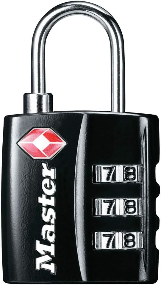 Master Lock Black TSA-Approved Luggage Lock with Wide Lock Body and Thin, Durable Steel Shackle, Zipper Lock for Backpacks, Luggage, 4680DBLK by Unknown