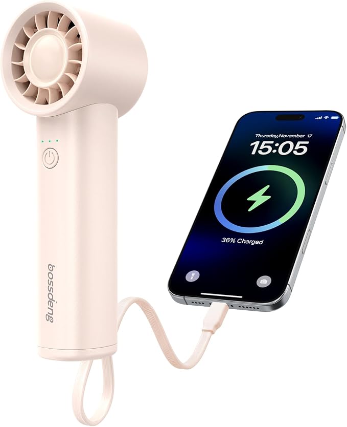 Portable Fan with Power Bank & Flashlight-Pink | 6.5H Max Cooling,USB-C Rechargeable,Mini Fan for Outdoor/Travel/Beach/Concerts/Summer.Gifts for Girl,Women. by YourPortableComfort