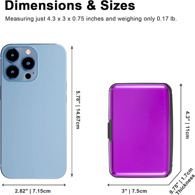 Credit Card Holder, RFID Blocking Metal Card Wallet for Women Men Slim ID Card Holders Protector Aluminum Business Hard Case (Purple) - Image 5