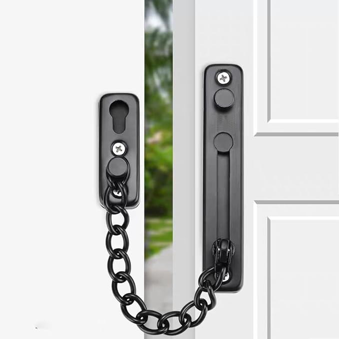 KAFENDA Security Door Chain Lock,Door Locks for Kids Safety | Stainless Steel Hotel Door Lock With Spring Button,Sturdy Door Chains for Front Door,Door Safety Locks from Inside by KAFENDA