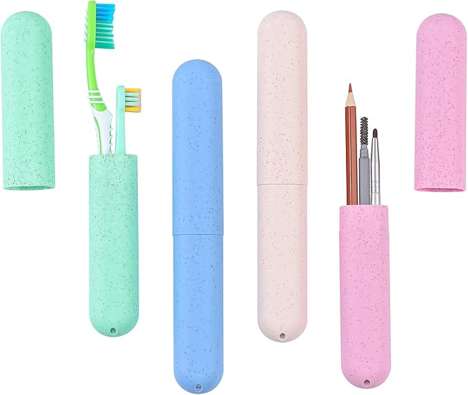 Muslih 4 Pack Toothbrush Travel Case, Toothbrush Holder with Ventilation Holes, for Travel, Home, Business, School, Camping by MUSLISH