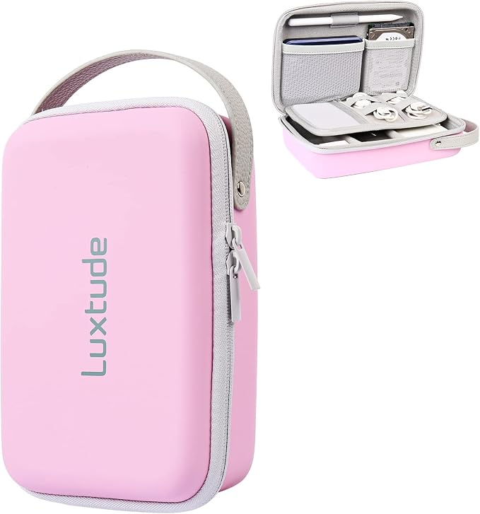 Tech Organizer Travel Case, Portable Electronics Organizer | Hard Shell Zipper Case for Charging Cables, Power Banks and Other Travel Essentials (External Size 8.5 x 5.9 x 2.5 Inch) by Luxtude