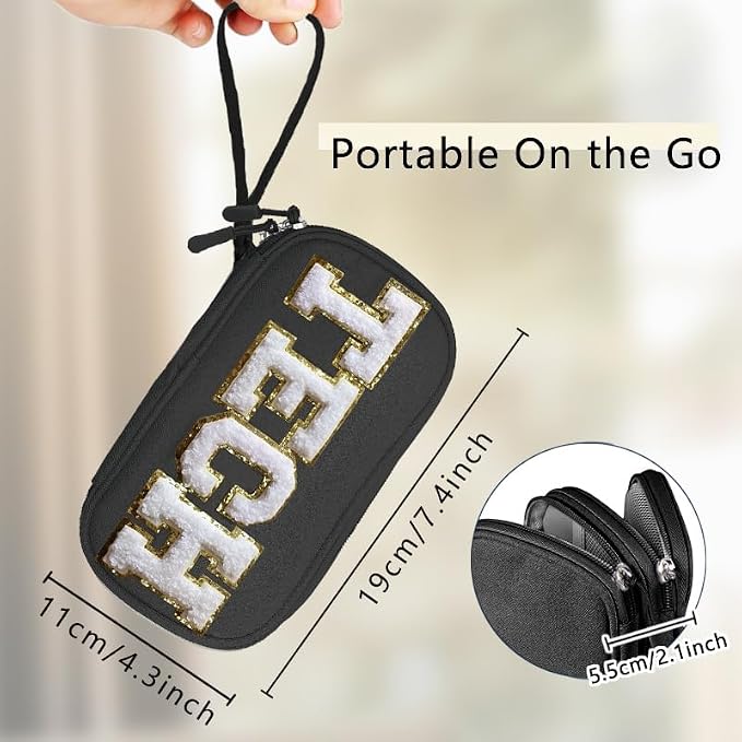 COSHAYSOO Small TECH Pouch Electronics Organizer Travel Bag Personalized Valentines Traveling Gifts for Women, Charging Cords Phone Charger USB Cable Management Airplane Cruise Essentials Black - Image 2