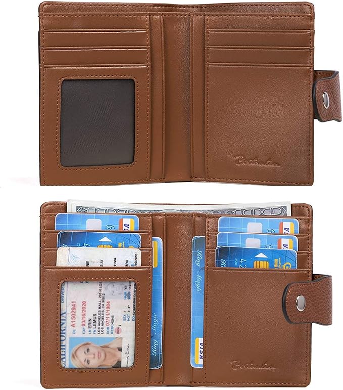 BOSTANTEN Leather Womens Wallet Small RFID Blocking Credit Card Holder | Removable ID Window, Zipper Coin Pocket, Bifold, Minimalist, Fits Small Purses, Daily Use, Ladies Gifts, Brown - Image 2