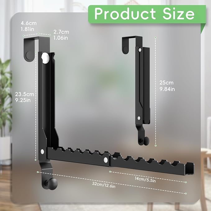 Foldable Over the Door Hooks, Over the Door Hanger for Space Saving | Heavy-duty and Portable, Suit Door Up to 1 3/4" Thick with 11 Slots for Hanging Clothes, Perfect for Small Dorm and Bedroom - Image 5