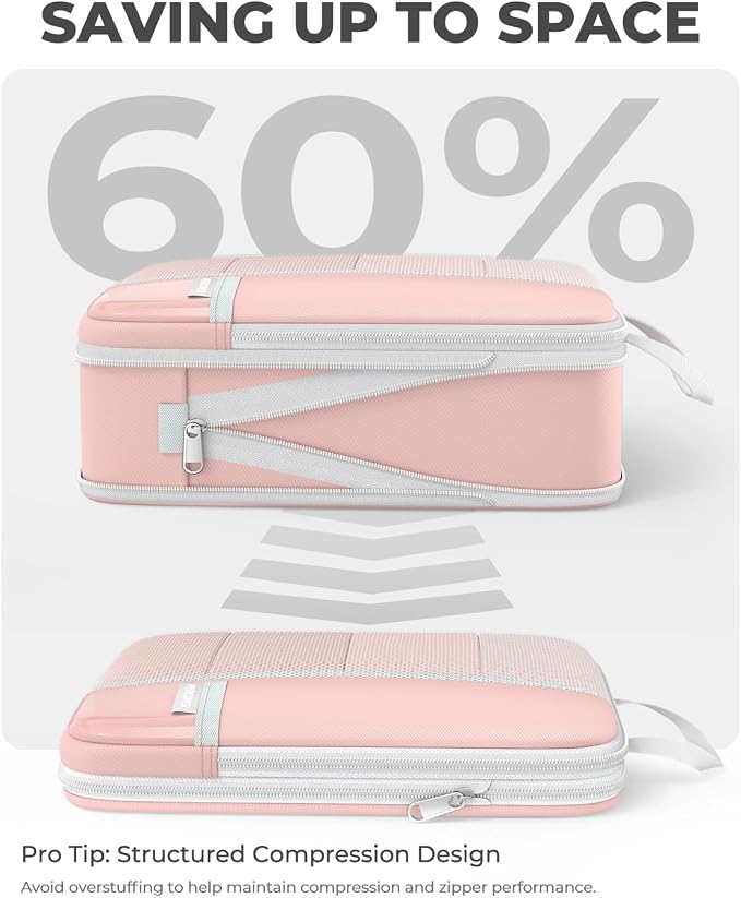 Percover Compression Packing Cubes for Travel, 6-Piece Structured Compression Organizer Set for Organized Packing & Carry-On Luggage, Pink - Image 3