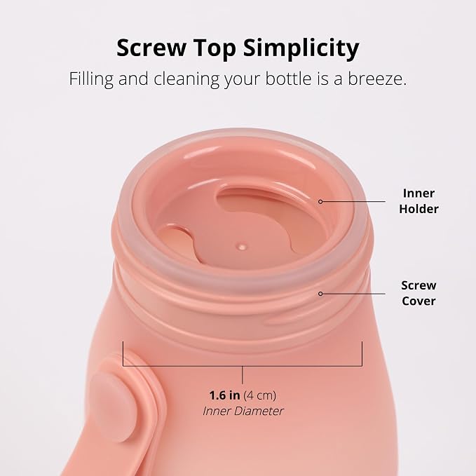 BLUE GINKGO Collapsible Water Bottle – Lightweight, Foldable Silicone Bottle for Travel, Hiking, and Camping (16.9oz, Made in Korea, Rose Pink) - Image 5