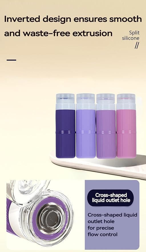 18 packs of toiletries travel bottles, TSA Approval silicone travel containers, leak proof refillable shampoo and conditioner are essential for travel, fitness, business trips, office use(purple) - Image 2