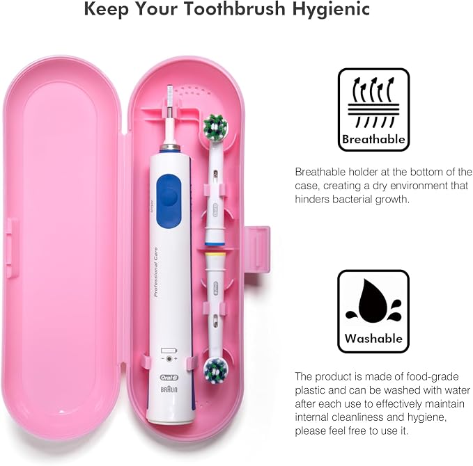 Electric Toothbrush Case Compatible with Oral B/Oral-B Pro/iO/Philips Sonicare/Demita/Bitvae and most other Brand Electric Toothbrushes on the market，Pink - Image 4