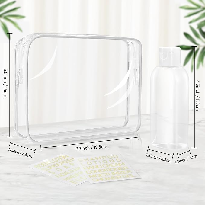 5 Pack Travel Bottles for Toiletries, 3.4oz TSA Approved Travel Containers | Leak Proof Refillable Travel Accessories for Shampoo Conditioner, Plastic Travel Bottles with Toiletry Bag and Label - Image 2