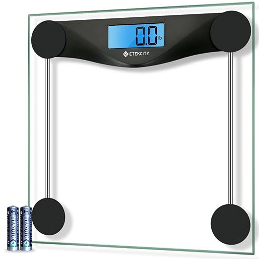 Etekcity Digital Body Weight Bathroom Scale, 6mm Tempered Glass, Black | 400 Pounds Capacity, Large Blue LCD Backlight Display, High Precision Measurements for Home Bathroom Use by Etekcity