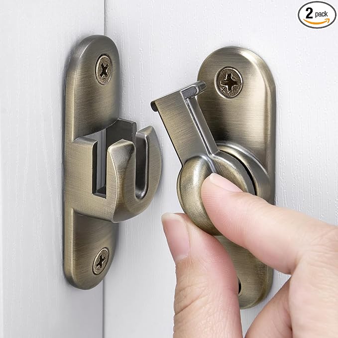 2 Packs Bronze 90/180 Degree Barn Door Latches,Flip Gate Lock | Zinc Alloy Flip Gate Latches,Right Angle Door Lock,for bedroom,garage,sliding door,window,cabinet,drawer,pet enclosures by INIRET