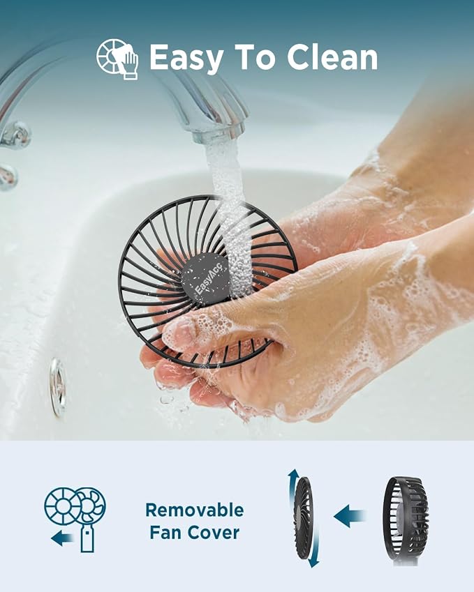 EasyAcc Portable Handheld Fan, 9000mAh + 53H Cooling Time+ ODM Durrable + with Hands-Free Camera Strap + Backup Power + 4 Speeds, Rechargeable Handheld Fan for Travel Outdoor - Image 7