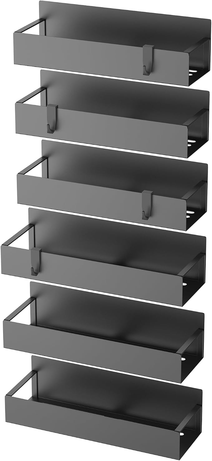 HuggieGems Metal Magnetic Spice Rack for Refrigerator Black, 6 Pack | Magnetic Shelves Heavy Duty for Fridge in Kitchen, Seasoning Storage Organizer, For Oven Washer and Dryer, For Heavier Items - Image 5