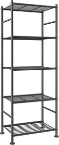Sakugi Storage Shelves - 5 Tier Shelf Organizer, Sturdy Metal Garage Shelving with Adjustable Leveling Feet, Space-Saving Shelves Organizer for Pantry, Laundry, Kitchen (18" x 12" x 57", Black) by Sakugi