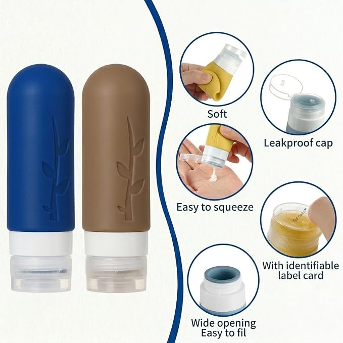 DEPOZA Travel Bottles Kit (16 Pack) - TSA Approved, Leak Proof Silicone Squeezable Containers for Toiletries. Complete Set with Jars, Sprayers & Bag (Dark blue) - Image 4