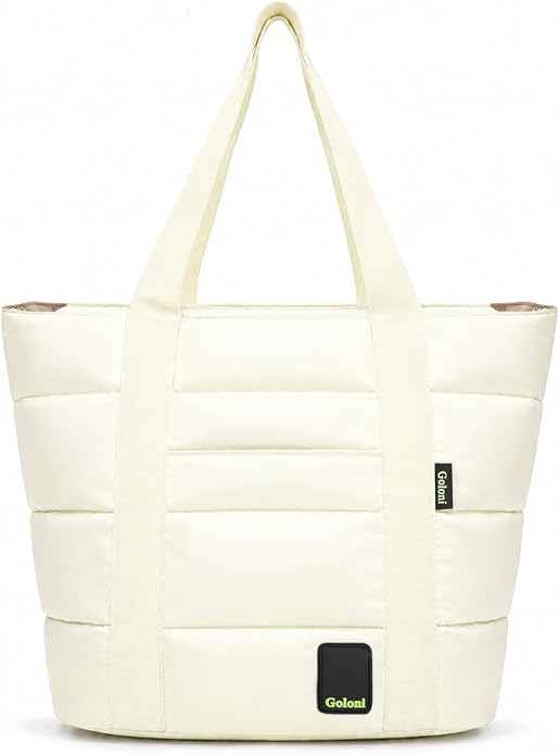 Tote Bag for Women, Lightweight Puffy Tote Bag with Compartments Handbag Fits 15.6'' Laptop for Work, Gym, Shopping by GoloniYourStyleYourRule