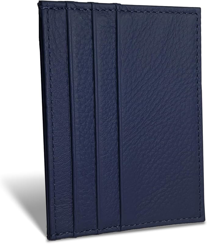 WOXVM Credit Card Holder Wallet RFID Blocking Slim Credit Card Cases Holder Premium Leather Minimalist Front Pocket Small Wallet with 6 Card Slots and 1 Pockets for Men Women (Navy Blue) by WOXVM