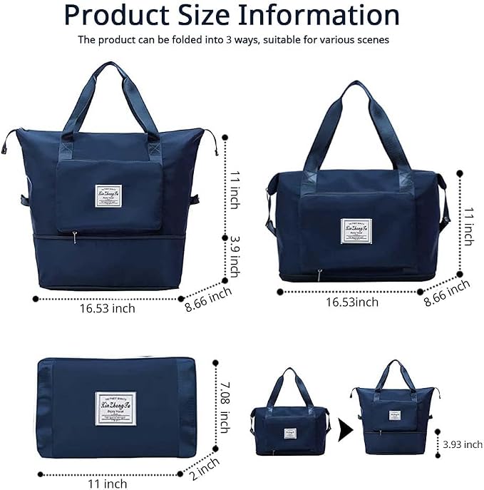 Large Capacity Foldable Travel Bag, Expandable Waterproof Carry on Bag, Dry and Wet Separation Spor Duffel Bags - Image 4