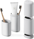 BALUCA Travel Toothbrush Case, Portable Tooth Brush Holder and Toothpaste Cover Container with Mouthwash Cup, Compact Oral Clean Tools Organizer for Traveling/Camping/School/Home - Large Capacity by Baluca