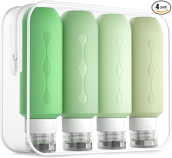 Gemice Travel Bottles for Toiletries, Tsa Approved Travel 6oz Size Containers with Clear Bag, BPA Free Leak Proof Travel Tubs Refillable Liquid Travel Accessories for Cometic Shampoo Lotion by GemiceBeautyTools
