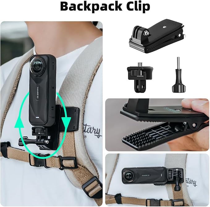 Accessories Kit for Insta 360 X5 Head Strap Mount + Chest Mount Harness + Backpack Clip Holder + 3Rotating Wrist Strap Compatible for Other Action Camera - Image 6