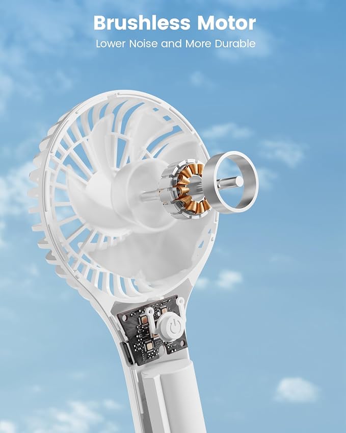 Edvision Portable Mini Fan - Powerful Personal Handheld Fan with 3 Speeds, Cute and Small, USB Rechargeable for Travel/Lash/Makeup/Outdoor/Home, White - Image 4