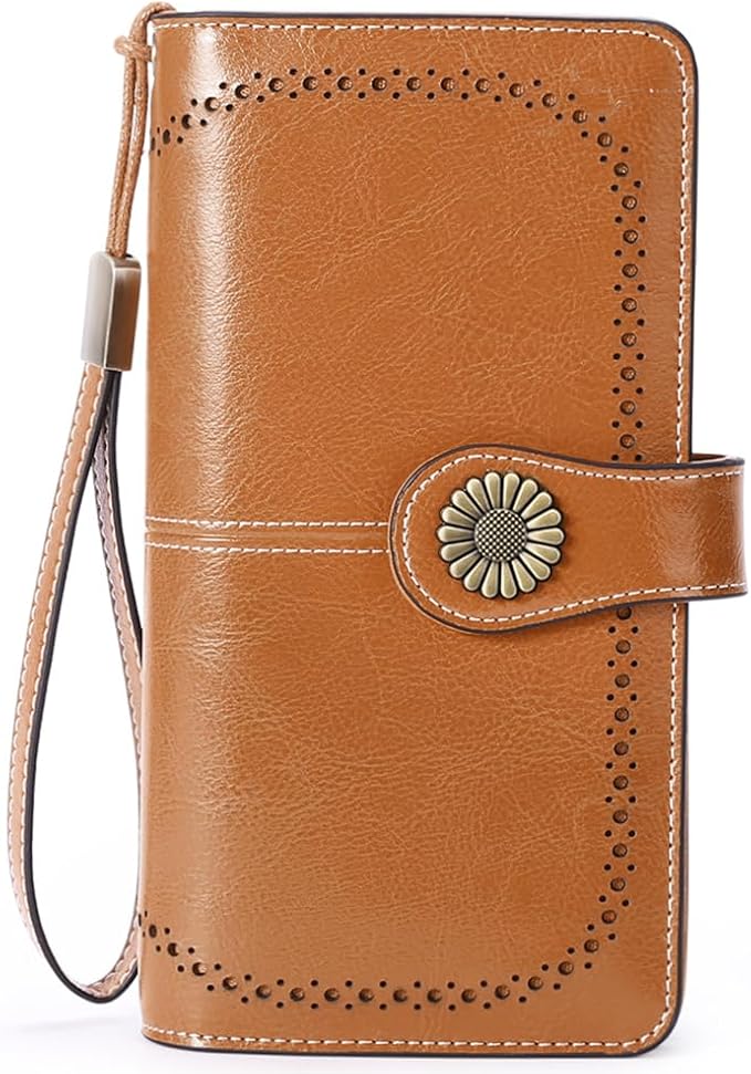SENDEFN Wallets for Women Leather Credit Card Holder with RFID Blocking Large Capacity Wristlet | with RFID Blocking - Image 3