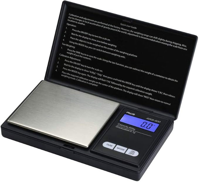 American Weigh Scales Digital Pocket Scale 600g x 0.1g with LCD Display Gram, Ounce, Carat, Grain for Coins, Jewellery, Gemstones, Metals, Kitchen, Food & Medicines – Black - Image 4