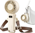 Diveblues Portable Handheld Fan D6036 Cream | 7.4m/s High Speed Turbo, 180° Foldable 4-in-1, Personal Neck Fan with Carabiner Clip, 100 Speed Stepless Control by Diveblues