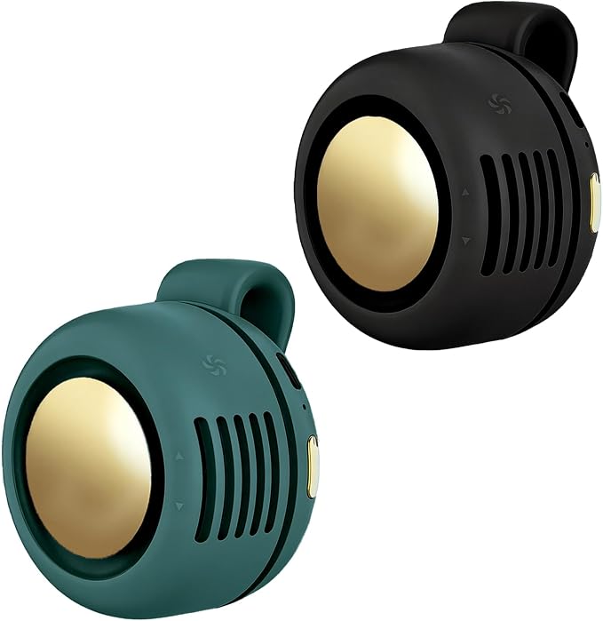 Portable Clip-On Fan, Mini USB Rechargeable 360° Rotatable Fan, Personal Fan 3-Speed Silent Mini Bladeless Fans (2 pack（Black and Green）) by Ahuccf