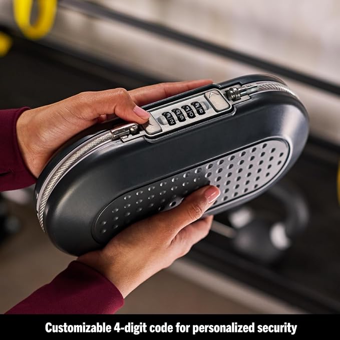 Master Lock Small Travel Safe with Cable, Gray Combination Lock Box, 5900D - Image 4