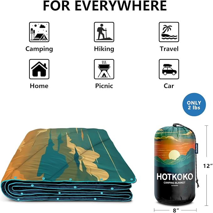 Puffy Camping Blanket,Large Camp Blanket Outdoor Camping Quilt Waterproof | Lightweight Printed Warm Packable Down Alternative Blanket for Camping,Traveling, Stadium, Hiking, Picnics - Image 4