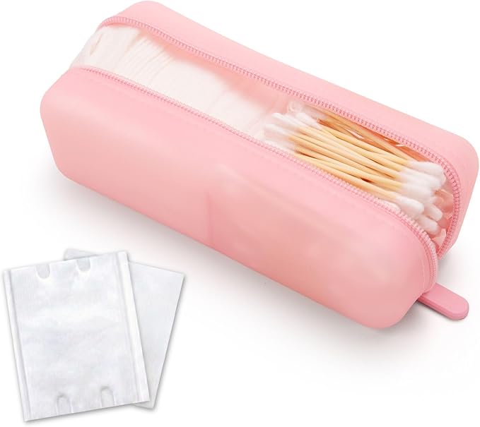 Cotton Pad Swab Travel Case, 2-in-1 Waterproof Organizer, VISFRESH (Pink) by VisFresh