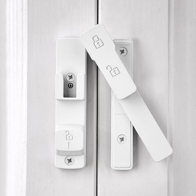 2 Packs Matte White 180 Degree Barn Door Lock,Flip Gate Latches Hardware | Zinc Alloy Door Lock,Sliding Door Latches,for bedroom,drawer,pet enclosures,cabinet,garage,window - Image 5