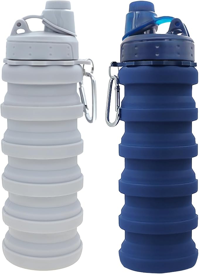 Collapsible Water Bottles Travel water bottle Sports Portable Sport Water Bottle Reusable Water Bottles comes with mountaineering Buckle 500ml silicone Water-proof camping water bottle by YCTMALL