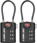 SURE LOCK TSA Approved Luggage Locks with Open Alert Indicator, 3 Digit Combination Cable Travel Lock for Suitcase, Backpack & Travel Bag, 2 Pack Black by Hopeyoucanstaysafe