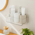 Wall Mount Storage Organizer, Clear Storage Box Holder Basket with 3 Compartments No Drilling Hang Walls/Doors for Kitchen, Cabinet, Bathroom, Bedroom, Office by Poeland