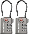 SURE LOCK TSA Approved Luggage Locks with Open Alert Indicator, 3 Digit Combination Cable Travel Lock for Suitcase, Backpack, Gym Locker, Toolbox & Travel Bag(Grey 2 Pack) by Hopeyoucanstaysafe