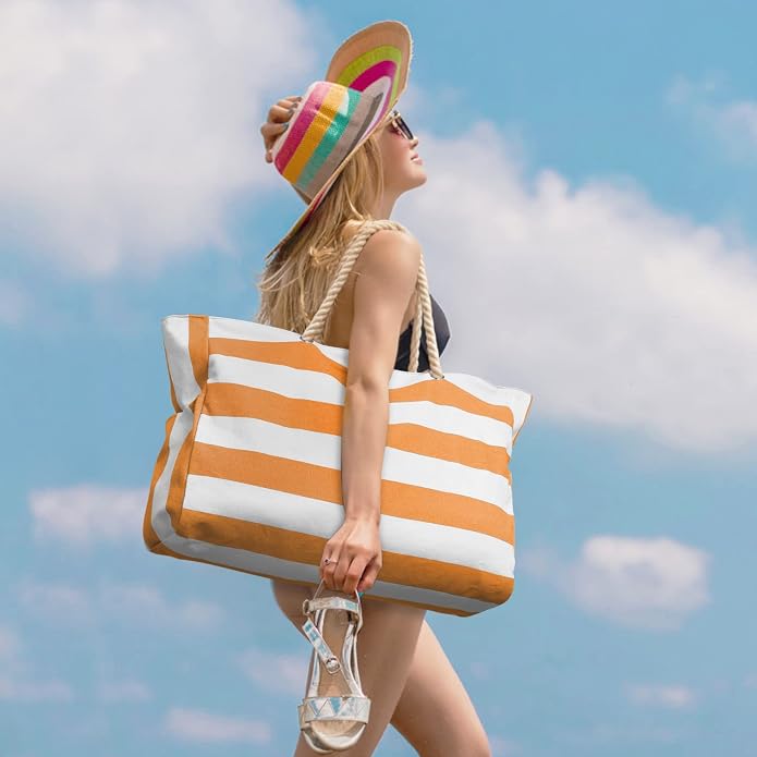 Becokan Beach Bags for Women Large Waterproof Beach Tote Bag Zipper Beach Bags Waterproof Sandproof Swim Pool Bag Large Tote - Image 2