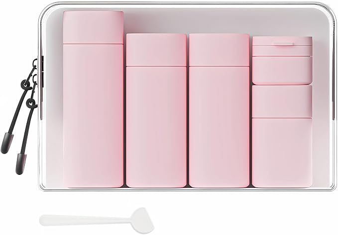 Travel Bottles for Toiletries, 5 Pack Travel Size Containers, TSA Approved Leak Proof - Silicone Toiletry Containers with Clear Bag for Shampoo, Conditioner & Lotion, Travel Essentials by Suteng