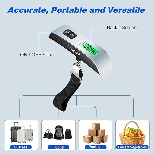 Digital Hanging Luggage Scale with Backlit for Travel, Portable Handheld Suitcase Weight Scale with Hook, 110 Pounds, Battery Included - Image 6