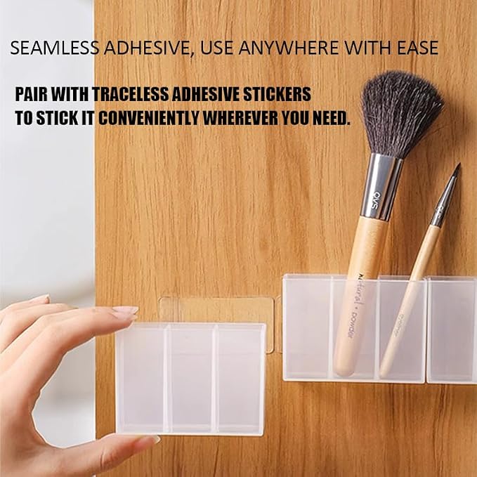 Wall Mounted Storage Box (2-Pack) – No-Drill Partition Organizer for Makeup Brushes, Lipsticks, Eyebrow Tools & Desktop Accessories – Adhesive Hanging Storage Holder - Image 7