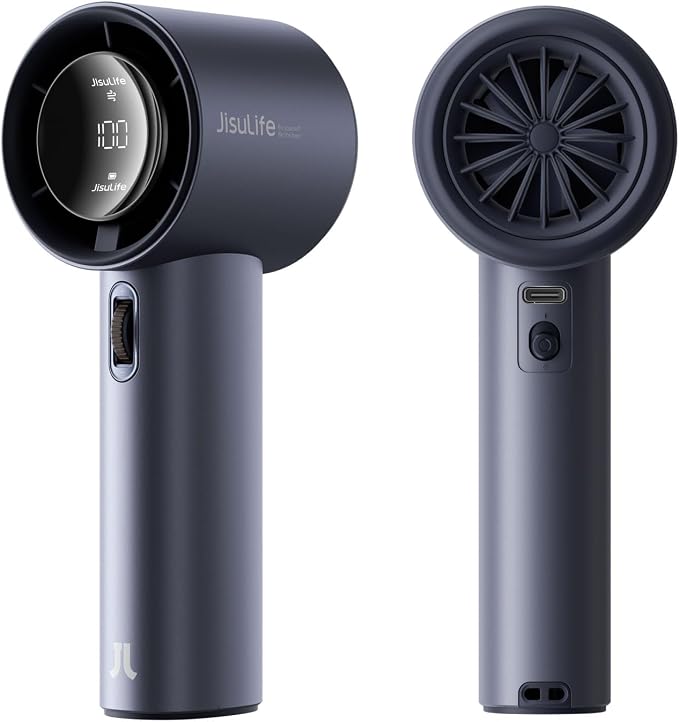 JISULIFE Handheld Fan Pro1S - Next-Gen Airflow: Up to 12H Runtime | Pearlescent ABS-Elegant Strength,1-100 Speed Scroll Wheel, 3600mAh-Portable Fan for Travel, Gifts for Women Men(Stellar Blue) by LivechillStaycool