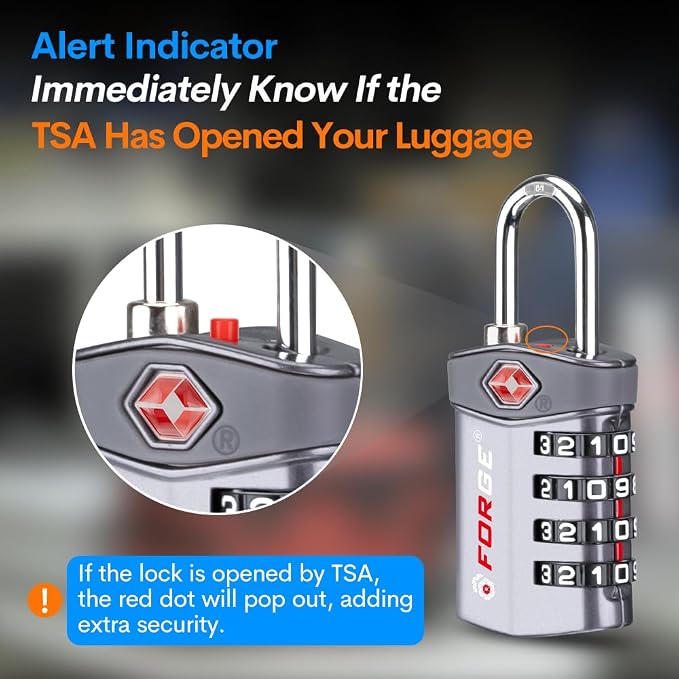 Forge 4-Digit Combination Lock, TSA Approved Locks for Luggage, Travel, Gym, School, Suitcase, Backpack, Pelican case, Easy Read dials, Zinc Alloy Body. - Image 6