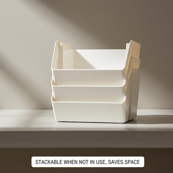 Wall Mounted Storage Organizer Bins, Shower Caddy Kitchen Shelf Floating, Space Saving Shelves Box with Adhesive Pads, Stackable Organizer for Bathroom、Office、Snacks、Refrigerator、Countertops - Image 6