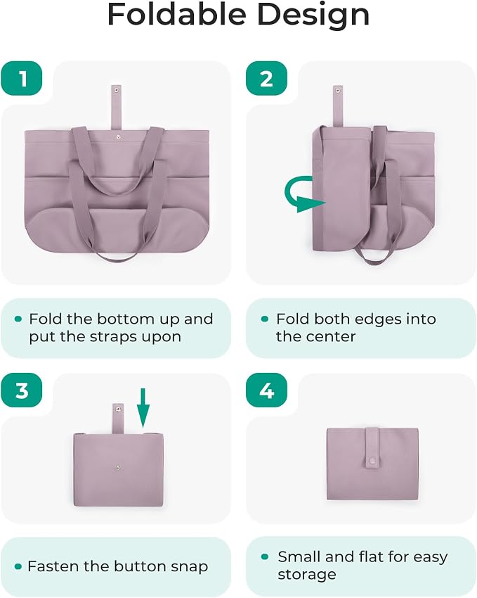 BAGSMART Tote Bag for Women, Foldable Tote Bag With Zipper Travel Shoulder Bag Handbag for Work - Image 4