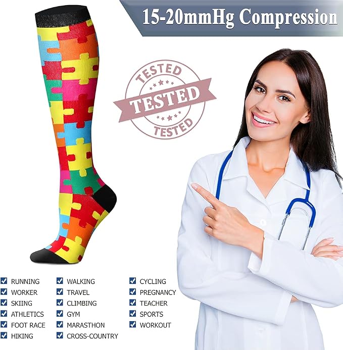 QUXIANG Copper Compression Socks for Women & Men Circulation (8 Pairs) - Best for Running Athletic Cycling - 15-20 mmHg - Image 5