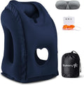 Sunany Travel Pillow, Inflatable Neck Pillow Used for Airplanes/Cars/Buses/Trains/Office Napping with Eye Mask/Earplugs (Blue) by Sunany
