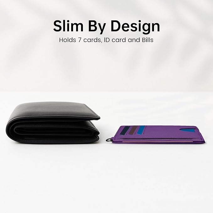 Mayski Slim Wallet, Credit Card Holder for Women, Minimalist Front Pocket RFID Blocking Card Cases, Small Wallet Women Men(Cross Deep Purple) - Image 9